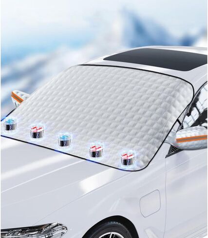 Windshield Cover for Ice and Snow, Waterproof Windproof Foldable Windshield Snow Frost Guard Cover for Cars, SUVS,Truck,Van Winter Car Accessories (55"x40") in Saudi Arabia