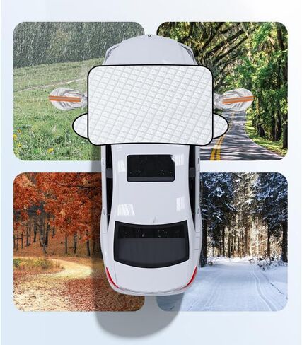 Windshield Cover for Ice and Snow, Waterproof Windproof Foldable Windshield Snow Frost Guard Cover for Cars, SUVS,Truck,Van Winter Car Accessories (55"x40") in Saudi Arabia