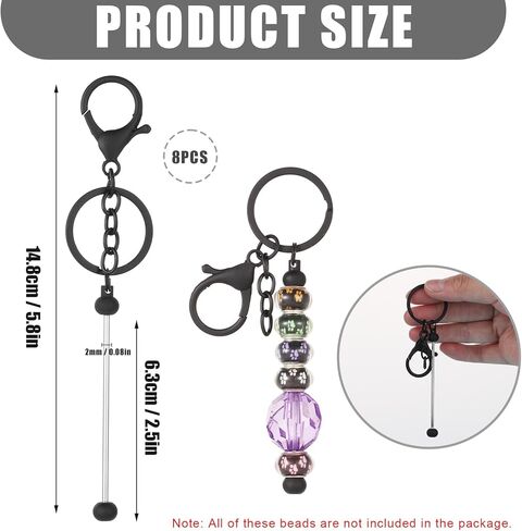 Generic 8pcs DIY Bead Bar Keychain Kit - Gold in Saudi Arabia