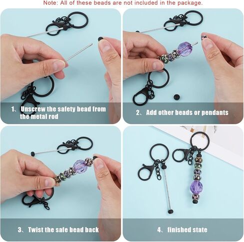 Generic 8pcs DIY Bead Bar Keychain Kit - Gold in Saudi Arabia