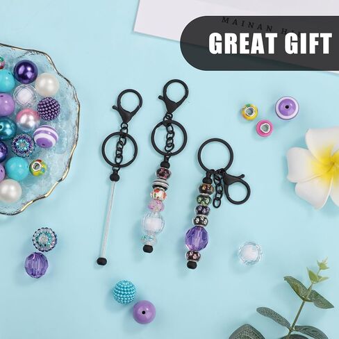 Generic 8pcs DIY Bead Bar Keychain Kit - Gold in Saudi Arabia
