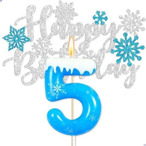 Frozen 3th Birthday Party Decorations Snowflake Number 3 Candle, Elsa Cake Topper Decorations for Girls Princess Anna Elsa Frozen Theme Party Decorations Supplies, Party Favors in Saudi Arabia