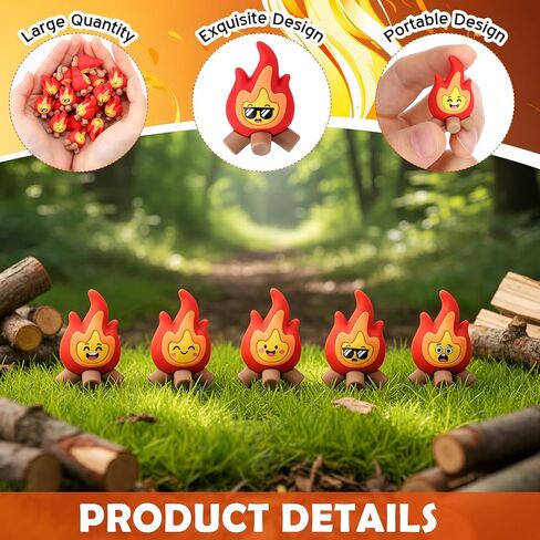 Soulchen Mini Fire Figurines - 1.4×1.2inch 5 Styles Flame PVC Small Fire Model, Campfire Decor for Garden Home Cake Toppers, Christmas Micro Landscape, Party Gifts(25 Pcs) in Saudi Arabia