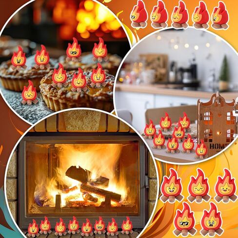 Soulchen Mini Fire Figurines - 1.4×1.2inch 5 Styles Flame PVC Small Fire Model, Campfire Decor for Garden Home Cake Toppers, Christmas Micro Landscape, Party Gifts(25 Pcs) in Saudi Arabia
