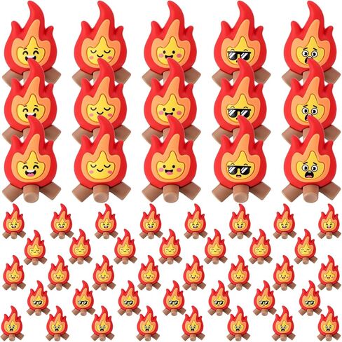 Soulchen Mini Fire Figurines - 1.4×1.2inch 5 Styles Flame PVC Small Fire Model, Campfire Decor for Garden Home Cake Toppers, Christmas Micro Landscape, Party Gifts(25 Pcs) in Saudi Arabia