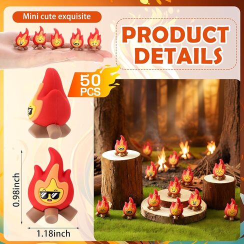 Soulchen Mini Fire Figurines - 1.4×1.2inch 5 Styles Flame PVC Small Fire Model, Campfire Decor for Garden Home Cake Toppers, Christmas Micro Landscape, Party Gifts(25 Pcs) in Saudi Arabia