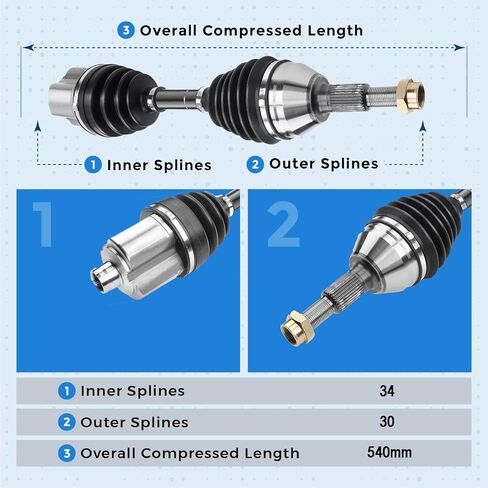 Pair 2 Front CV Axle Shafts for 1997-2003 Chevy Malibu for 2004-2005 Malibu Classic 2.2L for 1999-2005 Pontiac Grand AM w/Auto Trans. and 1999-2004 Alero w/Auto Trans. in Saudi Arabia