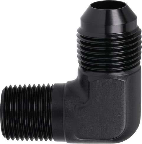 8AN ذكر مضيئة إلى 3/8 NPT الأنابيب الذكور 90 درجة الكوع المناسب محول الاتحاد - الألومنيوم، أسود. in Saudi Arabia