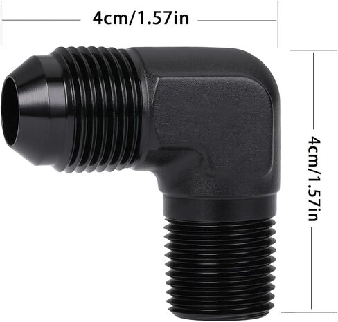 8AN ذكر مضيئة إلى 3/8 NPT الأنابيب الذكور 90 درجة الكوع المناسب محول الاتحاد - الألومنيوم، أسود. in Saudi Arabia