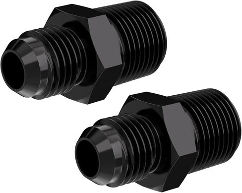 10AN Male Flare to 3/8" NPT Straight Fitting Adapter Black Aluminium 2PCS in Saudi Arabia