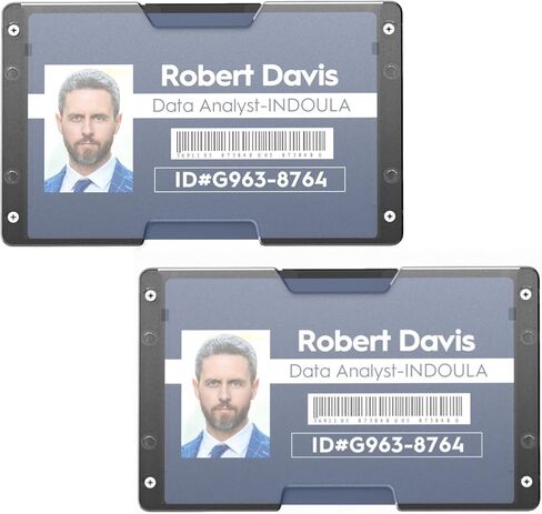 Horizontal Badge Holder - Durable Polycarbonate ID/Credit Holder with Metal Clip and 4 Cards Slot, (Black,1Pack) in Saudi Arabia
