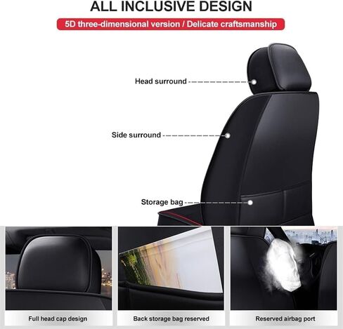 Car Seat Covers Compatible with Toyota Hilux 2009-2024, 5-Seats Full Set Leather Auto Vehicle Cushion Cover, Waterproof Seat Protectors Black in Saudi Arabia
