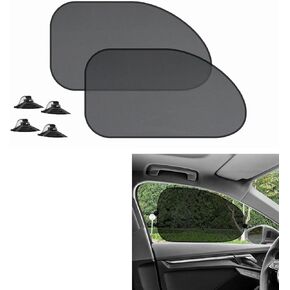 2 Pack Car Window Shade, Auto Sun Shades for Side Window, Sun Glare and UV Rays Protection, Foldable Mesh Heat Insulation Cover with Suction Cup Universal for Most Cars (Perforated) in Kuwait