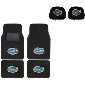 MULTI_B University of Florida Head Rest Cover and Floor mat. Wow! Logo On Front and Rear Auto Floor Liner. You get 2 headrest Covers and 4 Floor Mat in This Gift Set. Perfect to Florida Gators Fan in Saudi Arabia