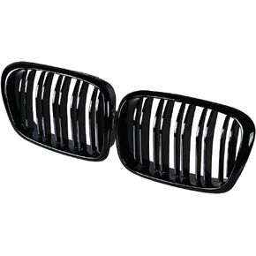 Left Right Glossy Black Double Line Kidney Grille Grill Compatible with 1997-2003 BMW E39 520i 523i 525i 528i 530i 535i 540i M5 4-Door in Kuwait