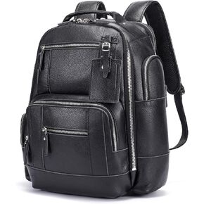 LANNSYNE Men's Vintage Full Grain Leather 15.6 Inch Laptop Backpack Camping Travel 24L Rucksack in Kuwait