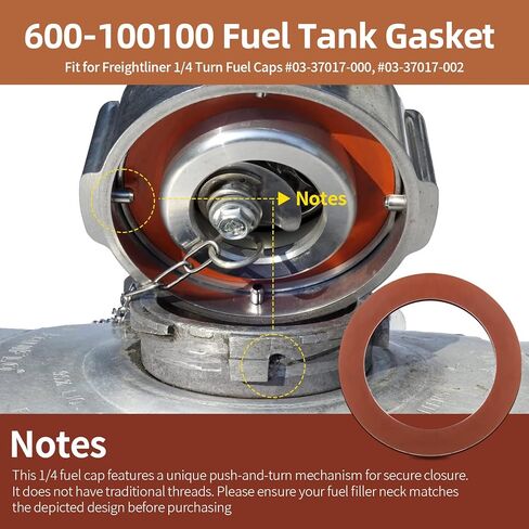 Viton Gaskets for Freightliner 1/4-Turn Fuel Caps, 600-100100 Gas Oil Tank Cover Seal O Ring Gaskets Protector Fit for #03-37017-000/002, Preventing Leak and Enhancing System-2pcs in Saudi Arabia