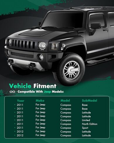 قضبان متقاطعة لحامل السقف من SCITOO لسيارة Jeep Compass 2011-2016 165LBS ​​باللون الأسود خاصة بالمركبة in Saudi Arabia