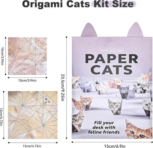 DIY Paper Cats Origami Kit, Cute Animals Shaped 3D Origami Kit, Christmas Decoration Kits, Fold Your Own Papers Cat Figures, Christmas Gifts for Men, Women (Cats) in Saudi Arabia