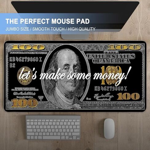 Money Mouse Pad,Dollar XXL Gaming Mouse Pads,100 Dollar Bills Mousepad,Money Large Waterproof Non-Slip Rubber Desk Mat with Stitched Edges Office Home Computer Desk Accessories,35.4 x 15.7 in in Saudi Arabia