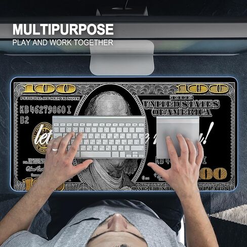 Money Mouse Pad,Dollar XXL Gaming Mouse Pads,100 Dollar Bills Mousepad,Money Large Waterproof Non-Slip Rubber Desk Mat with Stitched Edges Office Home Computer Desk Accessories,35.4 x 15.7 in in Saudi Arabia