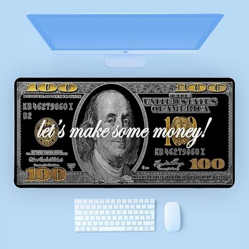 Money Mouse Pad,Dollar XXL Gaming Mouse Pads,100 Dollar Bills Mousepad,Money Large Waterproof Non-Slip Rubber Desk Mat with Stitched Edges Office Home Computer Desk Accessories,35.4 x 15.7 in in Saudi Arabia