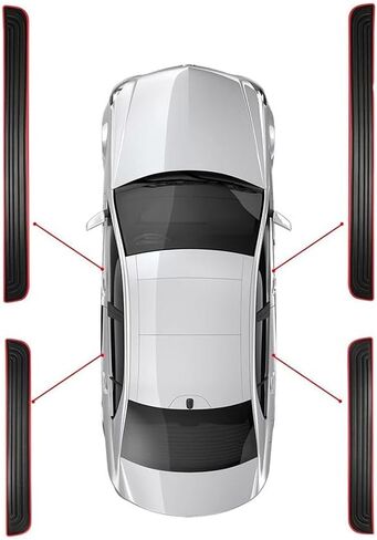 4Pcs Car Door Sill Protector for Ford Ranger T9 XL XLT 2023 2024 2025, Rubber Entry Edge Guards Scuff Plate Anti-Scratch Welcome Pedal Protector Cover Threshold Strips,B/Black Red in Saudi Arabia