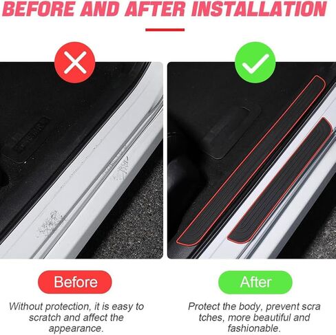 4Pcs Car Door Sill Protector for Ford Ranger T9 XL XLT 2023 2024 2025, Rubber Entry Edge Guards Scuff Plate Anti-Scratch Welcome Pedal Protector Cover Threshold Strips,B/Black Red in Saudi Arabia