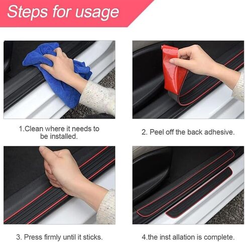 4Pcs Car Door Sill Protector for Ford Ranger T9 XL XLT 2023 2024 2025, Rubber Entry Edge Guards Scuff Plate Anti-Scratch Welcome Pedal Protector Cover Threshold Strips,B/Black Red in Saudi Arabia