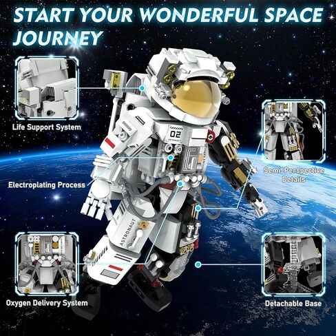 Space Astronaut Building Sets for Kids 8-12+, Astronaut Model Building Kits with Display Stand, Space Astronaut Explorer Building Block Toys for Kid, Collectible Gifts for Adults Boys Girls, 652Pcs in Saudi Arabia
