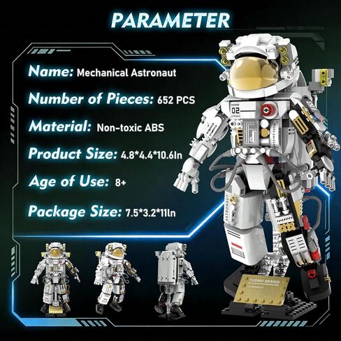 Space Astronaut Building Sets for Kids 8-12+, Astronaut Model Building Kits with Display Stand, Space Astronaut Explorer Building Block Toys for Kid, Collectible Gifts for Adults Boys Girls, 652Pcs in Saudi Arabia