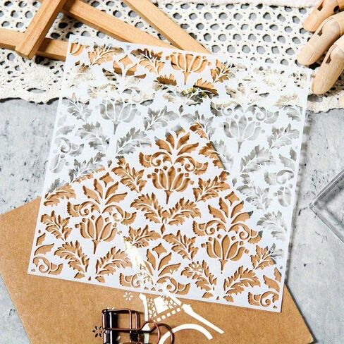 2pcs/3pcs Vintage Spring Pattern Plastic Stencil for DIY Card Making Versatile Template for Decorative Backgrounds (1pc) in Saudi Arabia