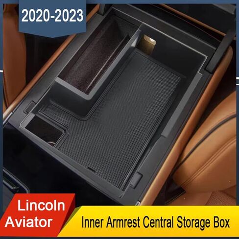 مناسب لسيارة Lincoln Aviator 2020-2023، صندوق تخزين مسند ذراع وحدة التحكم المركزية للسيارة، صندوق منظم وحدة التحكم المركزية غير القابل للانزلاق، التصميمات الداخلية للسيارة in Saudi Arabia