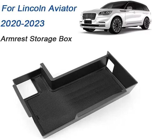 مناسب لسيارة Lincoln Aviator 2020-2023، صندوق تخزين مسند ذراع وحدة التحكم المركزية للسيارة، صندوق منظم وحدة التحكم المركزية غير القابل للانزلاق، التصميمات الداخلية للسيارة in Saudi Arabia