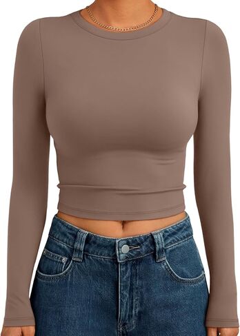 قطع علوية قصيرة الأكمام من SKYZOO للنساء 2024 بقصة ضيقة وأزياء الخريف الأساسية Y2k ملابس الفتيات المراهقات in Kuwait