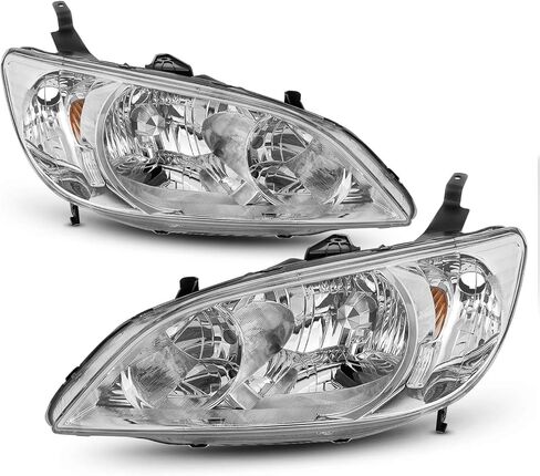 AKKON - Fits 2004 2005 Honda Civic Headlights Front Headlamps Pair Direct Replacement in Saudi Arabia