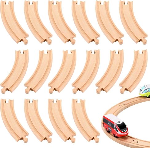 Liliful Pack of 16 Straight Wooden Train Track Expansion Male-Male Female-Female Train Track Compatible with Most Train Tracks 6" Train Tracks in Saudi Arabia