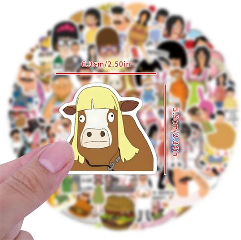 Funny Cartoon Bob's Burgers Stickers,110PCS Cute Bob's Burgers Sticker for Laptop,Phone Case,Helmet,Water Bottle,Travel Case, Guitar, Waterproof PVC Decals for Kid Tenns and Adults in Saudi Arabia