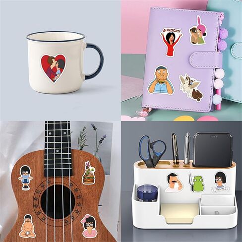 Funny Cartoon Bob's Burgers Stickers,110PCS Cute Bob's Burgers Sticker for Laptop,Phone Case,Helmet,Water Bottle,Travel Case, Guitar, Waterproof PVC Decals for Kid Tenns and Adults in Saudi Arabia