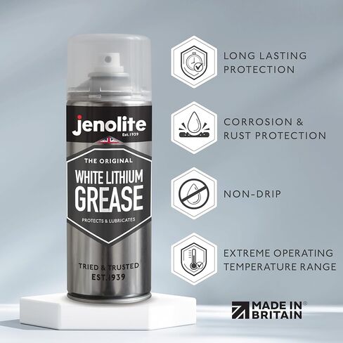 JENOLITE White Lithium Grease Aerosol | Long Lasting Lubricant | Reduce Friction & Wear on Metal Parts | 400ml (13.5fl oz) in Saudi Arabia