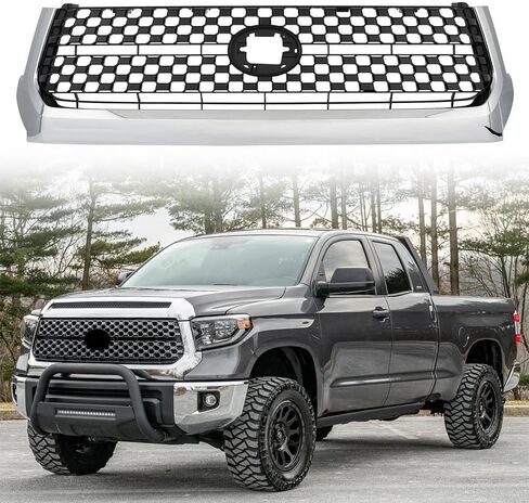 مصد شبكة أمامية من الكروم Toyota Tundra Grill مناسب لشبكة Toyota Tundra Chrome 2014-2020، سهلة التركيب، خفيفة الوزن in Kuwait