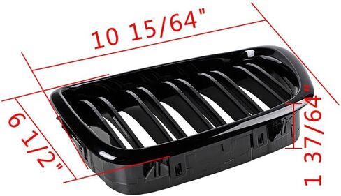 Left Right Glossy Black Double Line Kidney Grille Grill Compatible with 1997-2003 BMW E39 520i 523i 525i 528i 530i 535i 540i M5 4-Door in Kuwait
