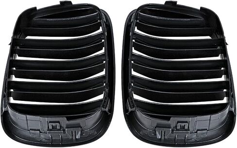 Left Right Glossy Black Double Line Kidney Grille Grill Compatible with 1997-2003 BMW E39 520i 523i 525i 528i 530i 535i 540i M5 4-Door in Kuwait