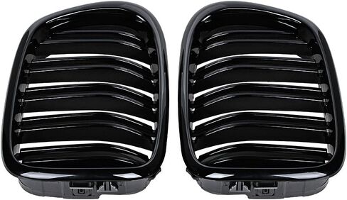 Left Right Glossy Black Double Line Kidney Grille Grill Compatible with 1997-2003 BMW E39 520i 523i 525i 528i 530i 535i 540i M5 4-Door in Kuwait