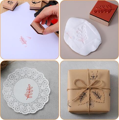 Ouligay 9PCS Vintage Wood Rubber Stamps Wooden Stamps for Crafting Butterfly Bird Ladybird and Plant Stamp Set for DIY Scrapbooking, Craft Cards, Gift Wrapping & Journal Art in Saudi Arabia