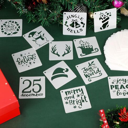 60pcs Christmas Stencils for Painting,3in Reusable Stencils for Crafts on Wood Wall Home Decor Scrapbooking DIY in Saudi Arabia