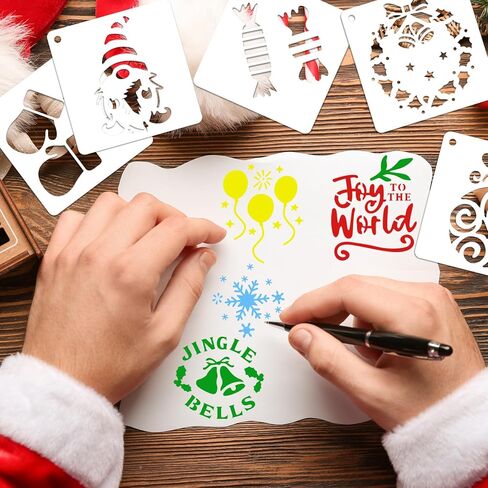 60pcs Christmas Stencils for Painting,3in Reusable Stencils for Crafts on Wood Wall Home Decor Scrapbooking DIY in Saudi Arabia