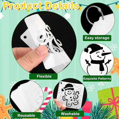 60pcs Christmas Stencils for Painting,3in Reusable Stencils for Crafts on Wood Wall Home Decor Scrapbooking DIY in Saudi Arabia
