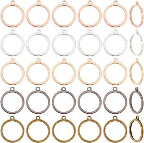 PH PandaHall 100Pcs Open Bezels for Resin Round Open Back Bezels, 5 Colors Hollow Frame Pendants Craft Bezels Jewelry Molds for Jewellery Making Necklace Pendant Earring Making Kit in Saudi Arabia