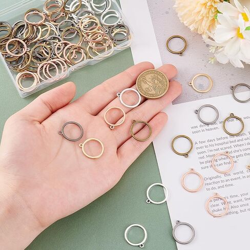 PH PandaHall 100Pcs Open Bezels for Resin Round Open Back Bezels, 5 Colors Hollow Frame Pendants Craft Bezels Jewelry Molds for Jewellery Making Necklace Pendant Earring Making Kit in Saudi Arabia